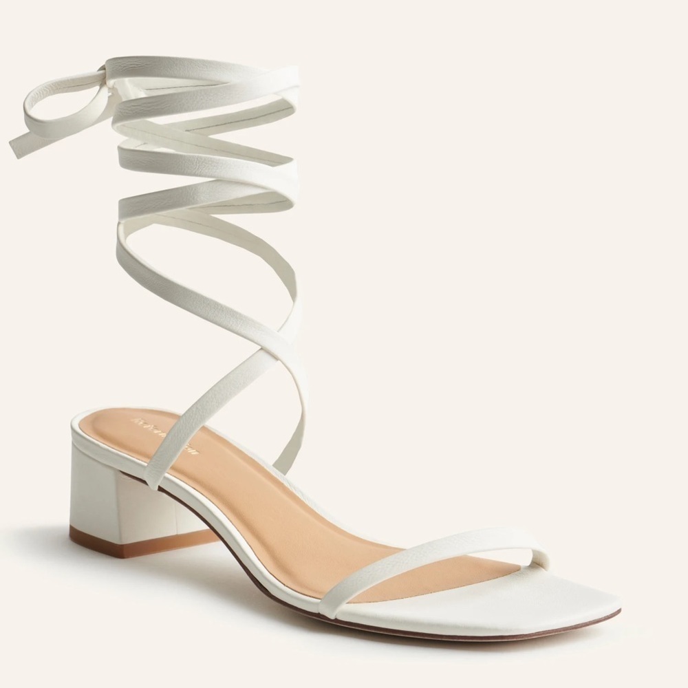 Reformation White Ankle Wrap Block Heels - UNWORN